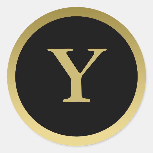 Y: Monogram Y Elegant Gold und Black Sticker (Vorderseite)