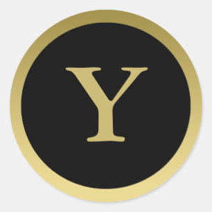 Y: Monogram Y Elegant Gold und Black Sticker