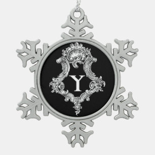 Y-Monogramm-Initial-Ornament Schneeflocken Zinn-Ornament