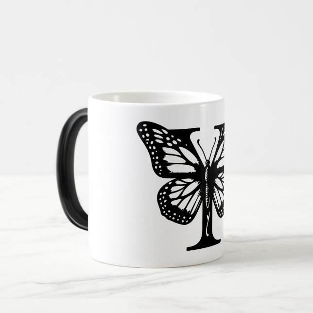 Y Schwarzer Butterfly Verwandlungstasse (Vorderseite Links)