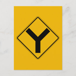 Y-Symbol, Verkehrswarnzeichen, USA Postkarte