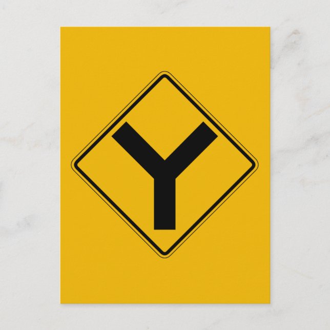 Y-Symbol, Verkehrswarnzeichen, USA Postkarte (Vorderseite)
