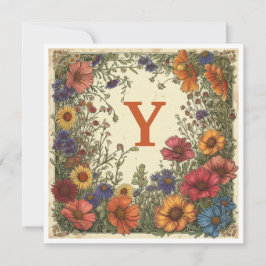 "Y" Trinidad Orange: Bloom & Monogram Feiertagskarte