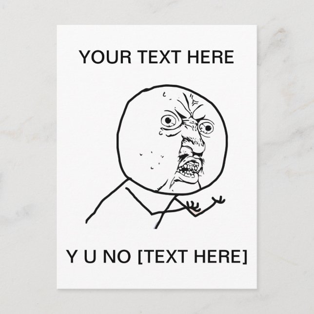 Y U NO - Vertikale Postkarte (Vorderseite)