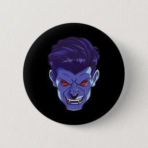 Y Vampire Halloween Monster Face Beängstigend Fang Button