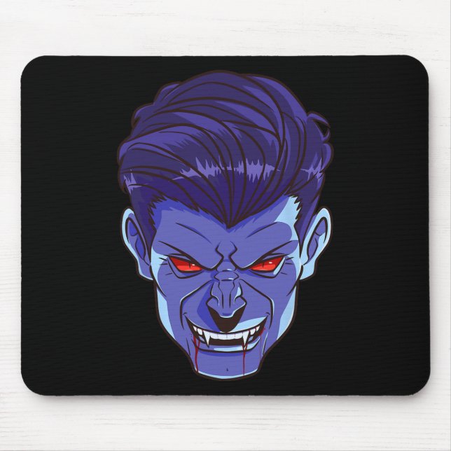 Y Vampire Halloween Monster Face Beängstigend Fang Mousepad (Vorne)