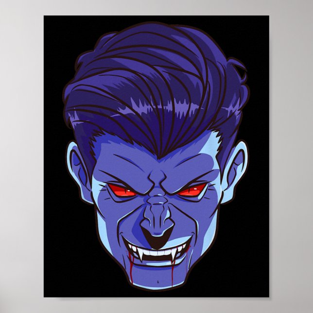 Y Vampire Halloween Monster Face Beängstigend Fang Poster (Vorne)