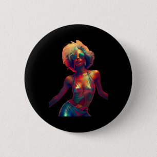 Y Women Dance in Night Club 70er 80er Disco Retro Button