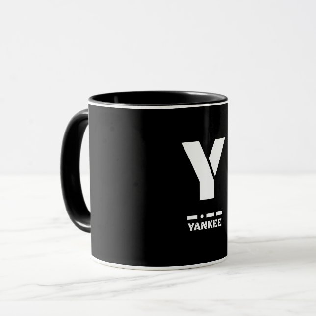 Y(Yankee) NATO Phonetischer Alphabet & Morse Code Tasse (Vorderseite Links)