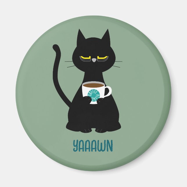 YAAAWN Schläfriger Katzenmagnet Magnet (Vorne)