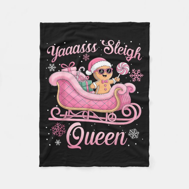 Yaas Sleigh Queen Sleigh Girl Matching Christmas  Fleecedecke (Vorderseite)