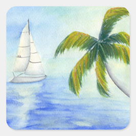 Yacht auf dem Meer Palma Quadratischer Aufkleber