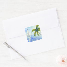 Yacht auf dem Meer Palma Quadratischer Aufkleber