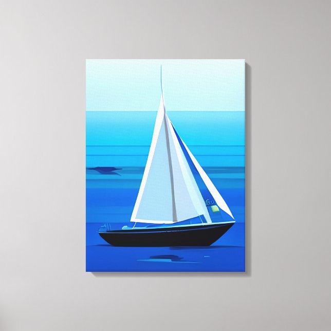 Yacht auf See, Cobalt Blue Leinwanddruck (Vorderseite)