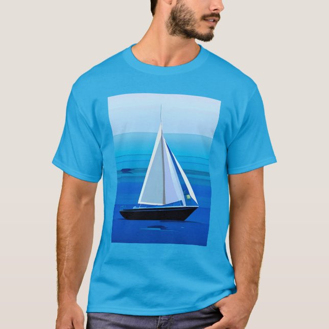 Yacht auf See, Cobalt Blue T-Shirt (Vorderseite)