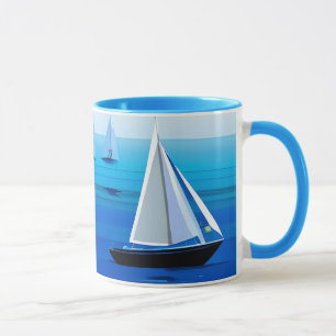 Yacht auf See, Cobalt Blue Tasse