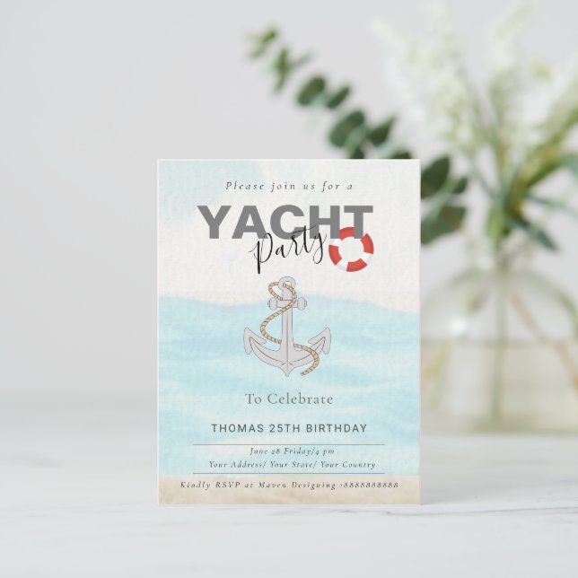 Yacht-Boot-Kreuzfahrt-Geburtstagsfeier  Postkarte (Stehend Vorderseite)