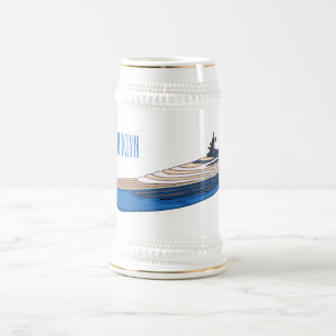Yacht-Cartoon Bierglas