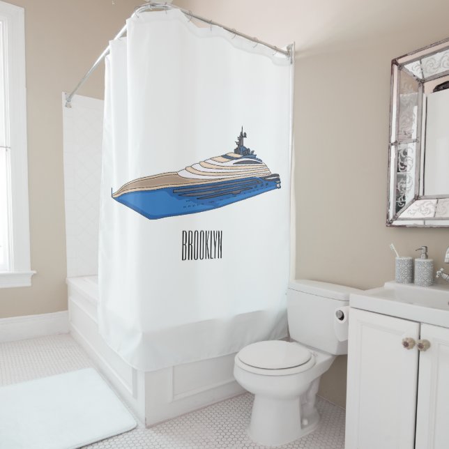 Yacht-Cartoon Duschvorhang (Beispiel)