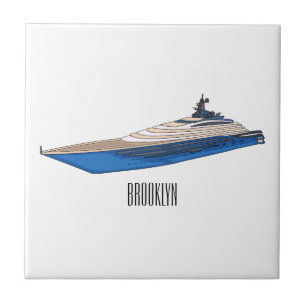 Yacht cartoon illustration  fliese