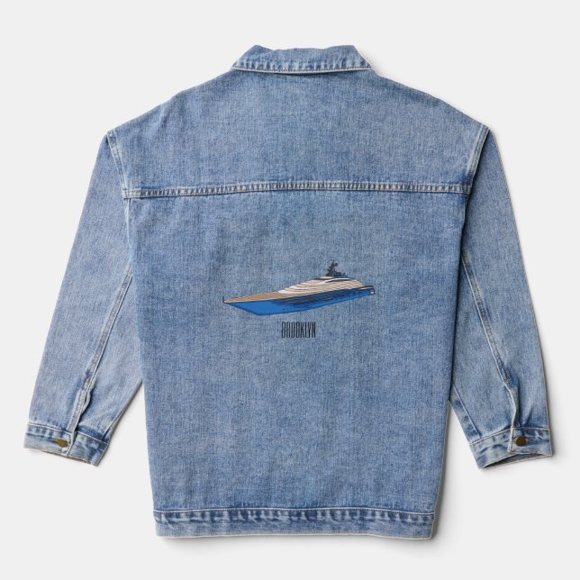 Yacht-Cartoon Jeansjacke (Rückseite)