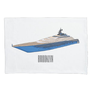 Yacht-Cartoon Kissenbezug