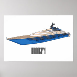 Yacht-Cartoon Poster