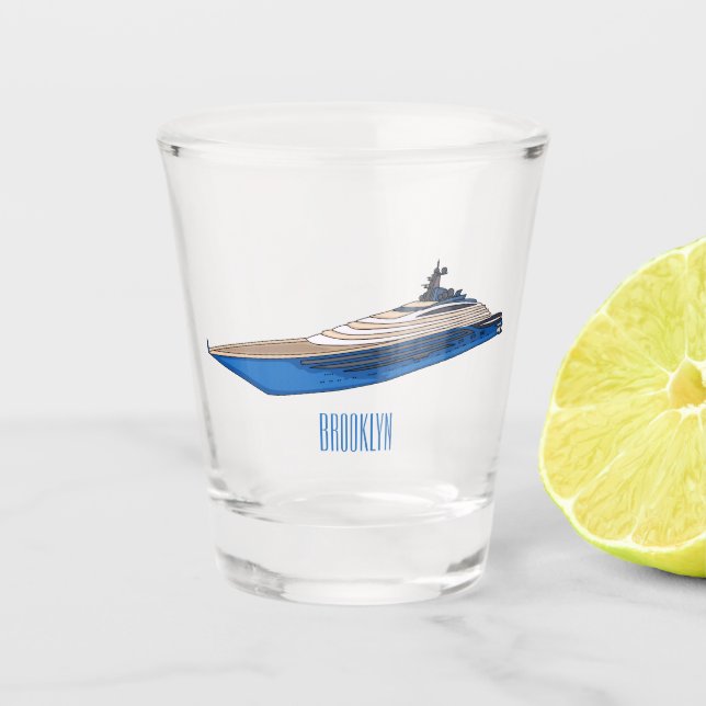Yacht-Cartoon Schnapsglas (Vorderseite)