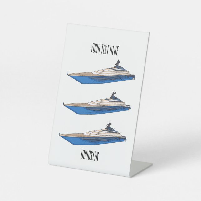 Yacht-Cartoon Sockelschild (Vorderseite)
