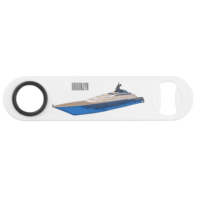Yacht-Cartoon Speed Flaschenöffner (Vorderseite (Horizontal))