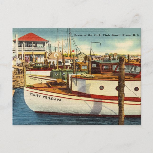 Yacht Club, Beach Haven, New Jersey Postkarte (Vorderseite)