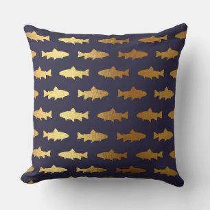 Yacht Club Blue Navy Golden Fish Hai Kissen