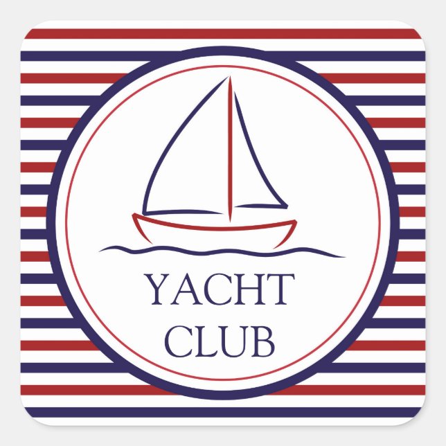Yacht Club Quadratischer Aufkleber (Vorderseite)