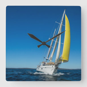 Yacht, die   Südaustralien segelt Quadratische Wanduhr