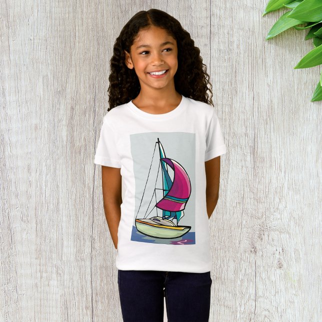Yacht in Full Sail Girls T - Shirt (Von Creator hochgeladen)