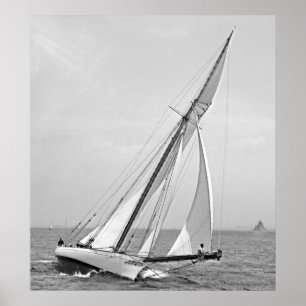 Yacht 'Kleeblatt' in New York Hafen 1895 BW Poster