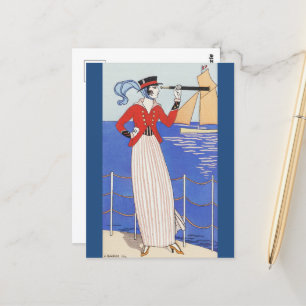 Yacht-Kostüm von George Barbier Postkarte