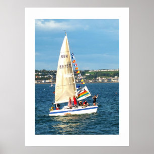 Yacht mit Flaggen Jersey Poster