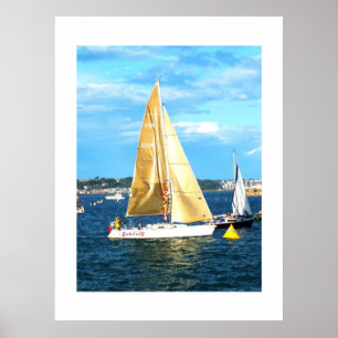 Yacht mit goldenen Segel, Jersey Poster
