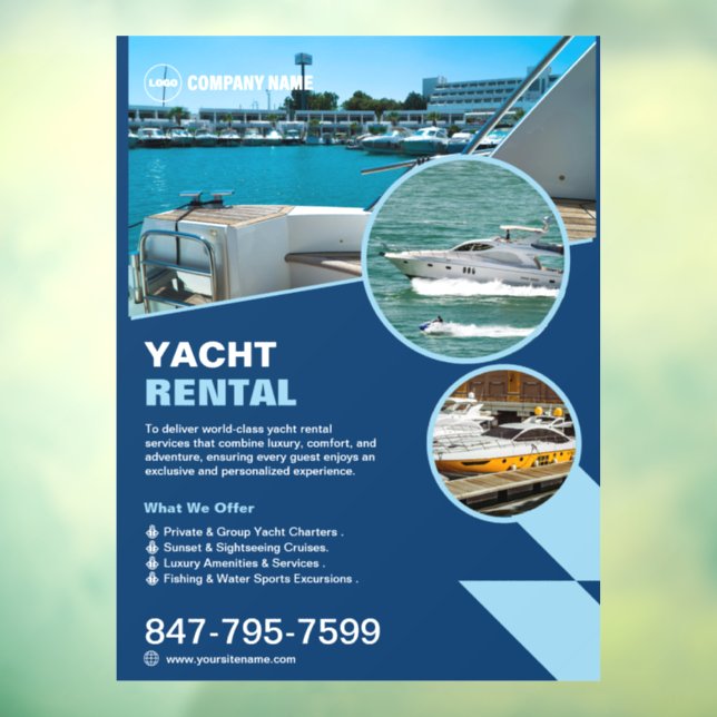 Yacht Rental Custom Editing Fensteraufkleber (Blatt 3)