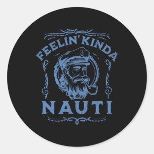 Yacht Rock Party Nauti Motorboot Hauptmann Liebe M Runder Aufkleber