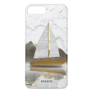 Yacht Sailing Stylish Modern Gold Marmorname Case-Mate iPhone Hülle