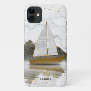 Yacht Sailing Stylish Modern Gold Marmorname Case-Mate iPhone Hülle