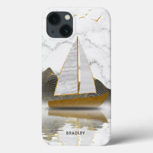 Yacht Sailing Stylish Modern Gold Marmorname Case-Mate iPhone Hülle