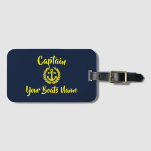 Yachtanker-Segelboot Kapitän Text Gepäckanhänger