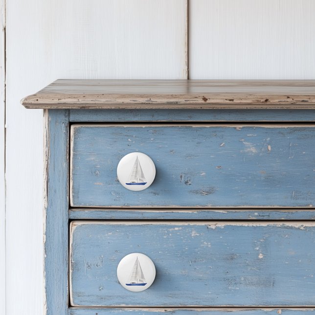 Yachtboot Nautic Blue Keramikknauf (Sail Boat Ceramic Knobs)