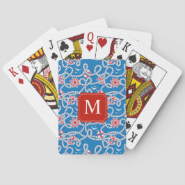 Yachtclub-Königsblau-Monogramm-Spielkarten Spielkarten