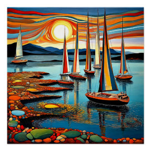 Yachten am Ufer Poster