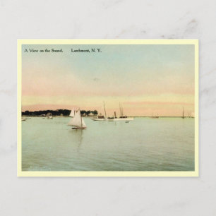 Yachten auf dem Sound, Larchmont, New York Vintage Postkarte