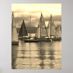 Yachten in der Rothesay Bay, Schottland. Poster